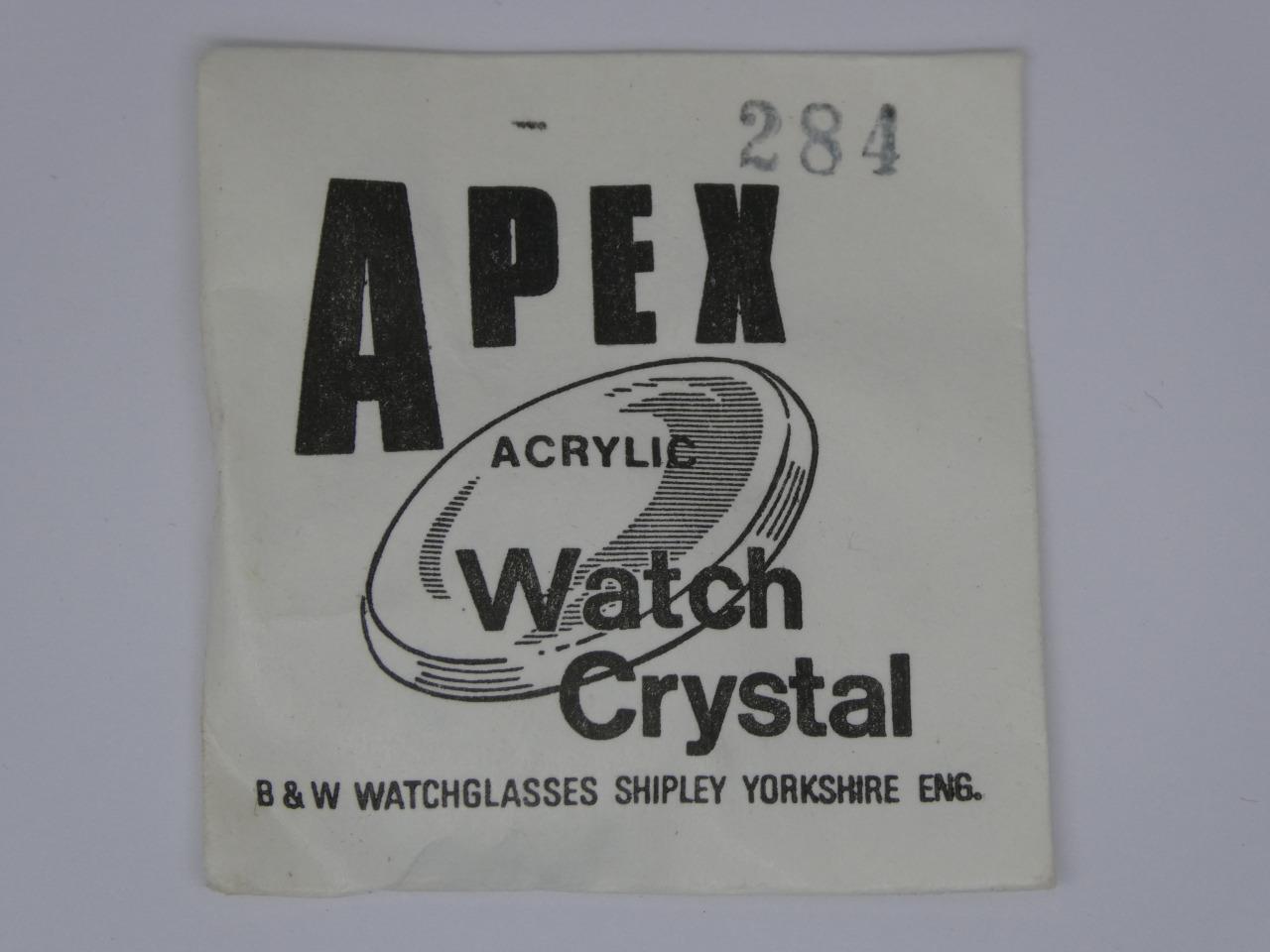 Apex,NOS 28.4mm Dome Acrylic Watch Crystal Glass-284,Depth 3.6mm