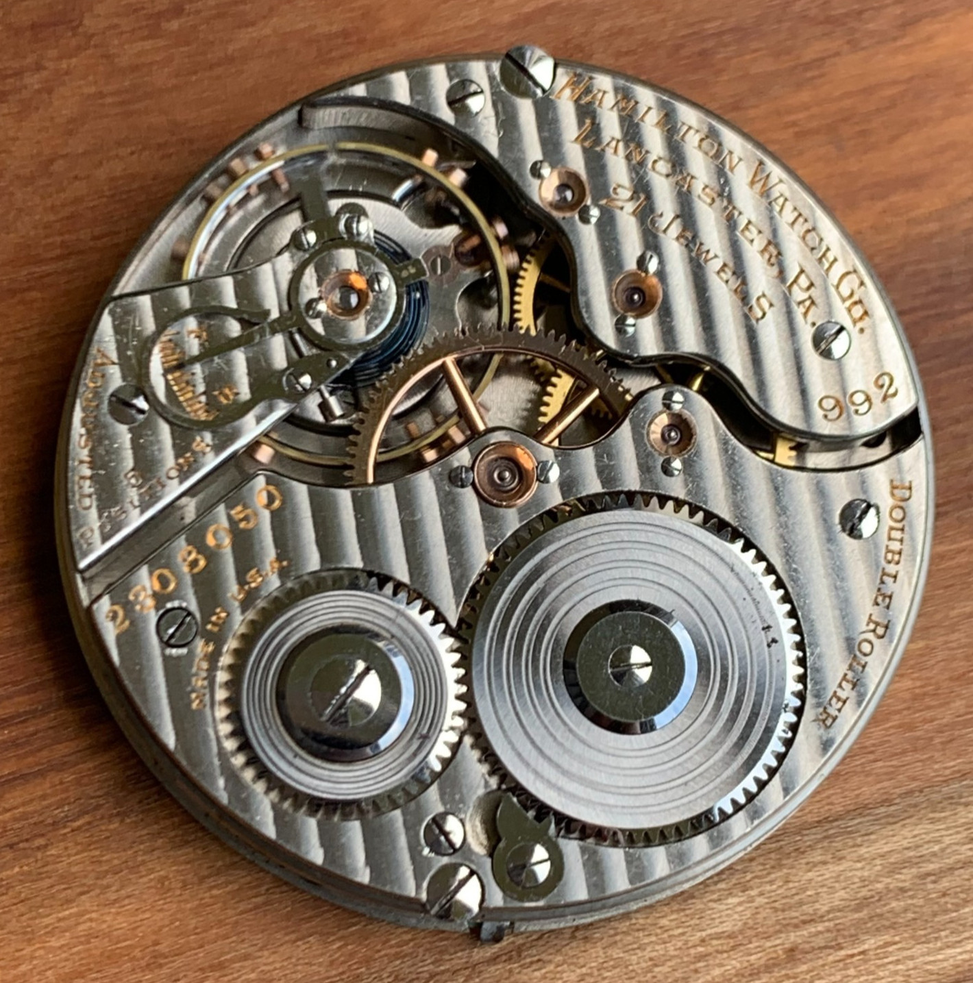 1925 Hamilton Grade 992 16S 21 Jewels Pocket Watch Movement Runs Needs Service