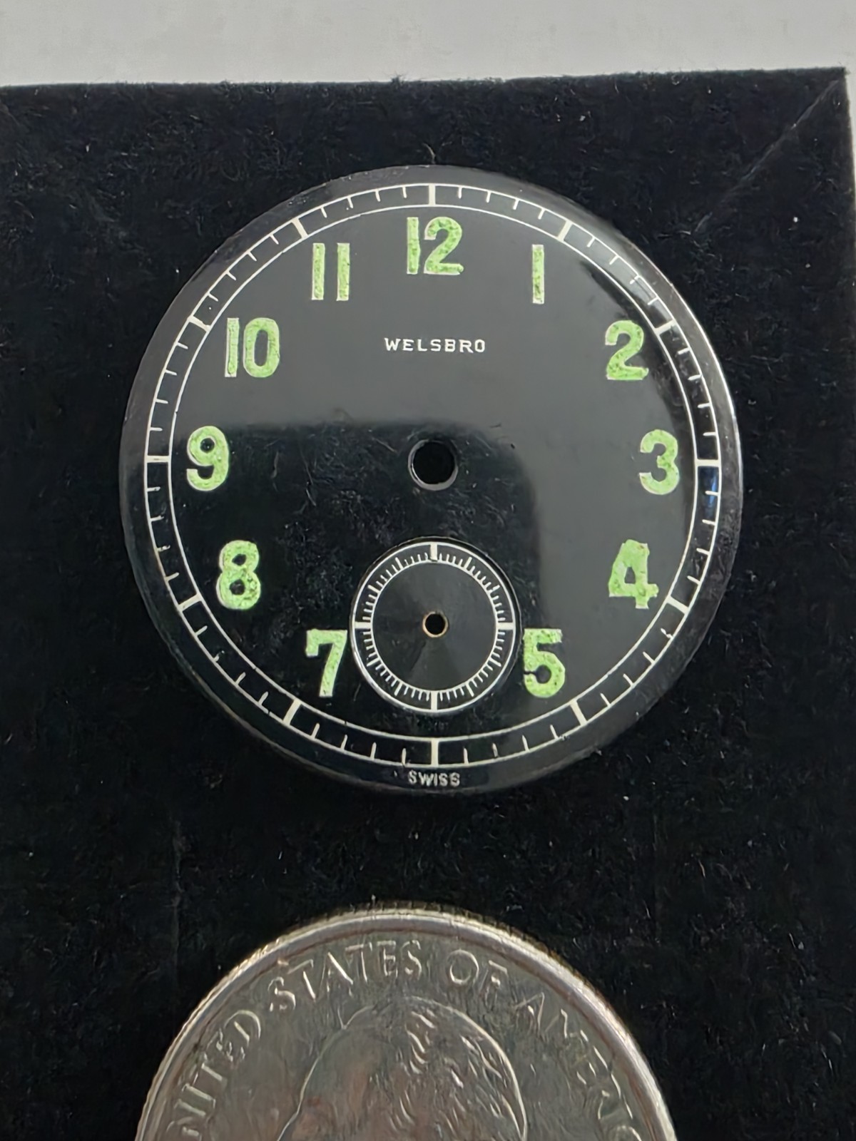 Vtg Welsbro Military Watch Dial 28.56mm Lume Indices(V3)