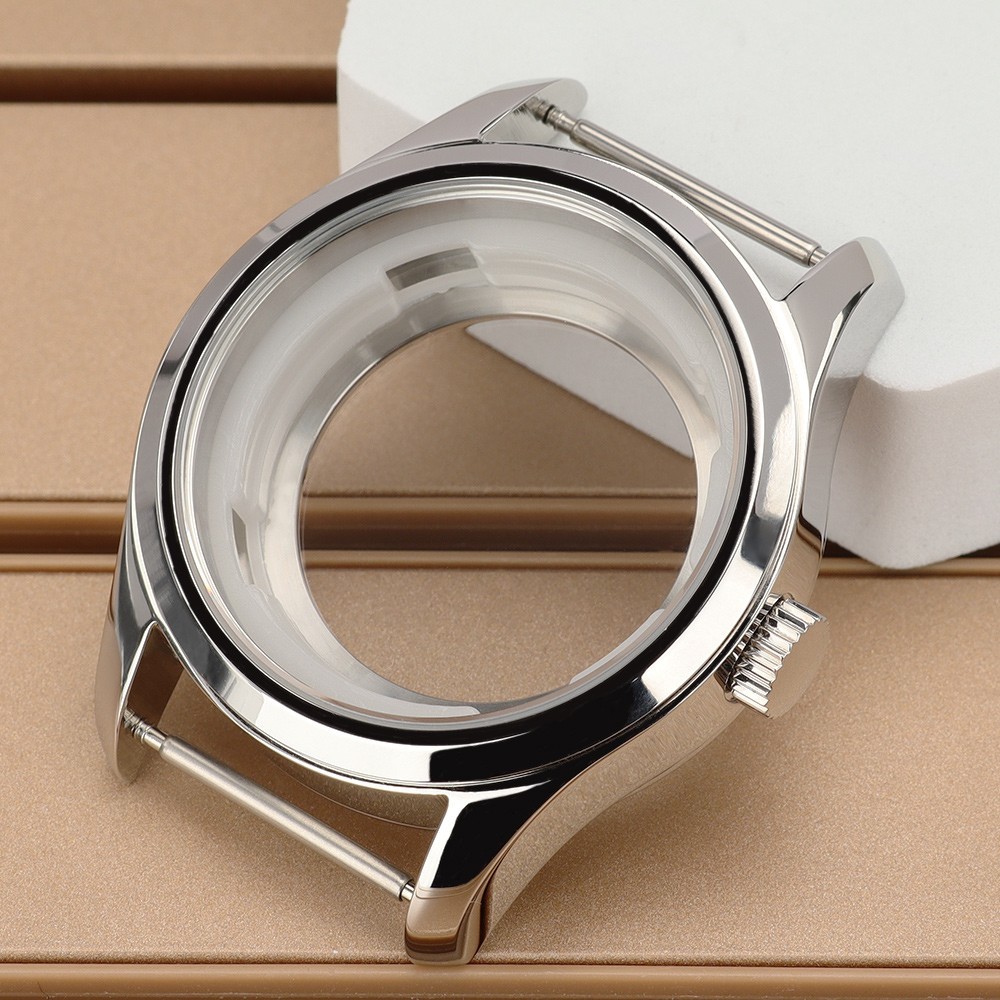 Vintage Silver 42mm Diver Watch Case Polished 10ATM For Seiko NH35 NH36 Movement