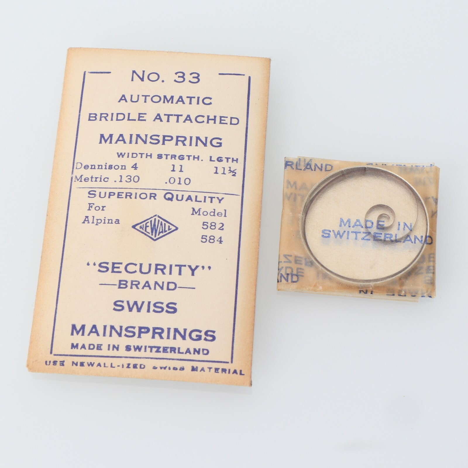 NOS Newall For Alpina Model 582, 584 Mainspring Watch Part New (G7D16)