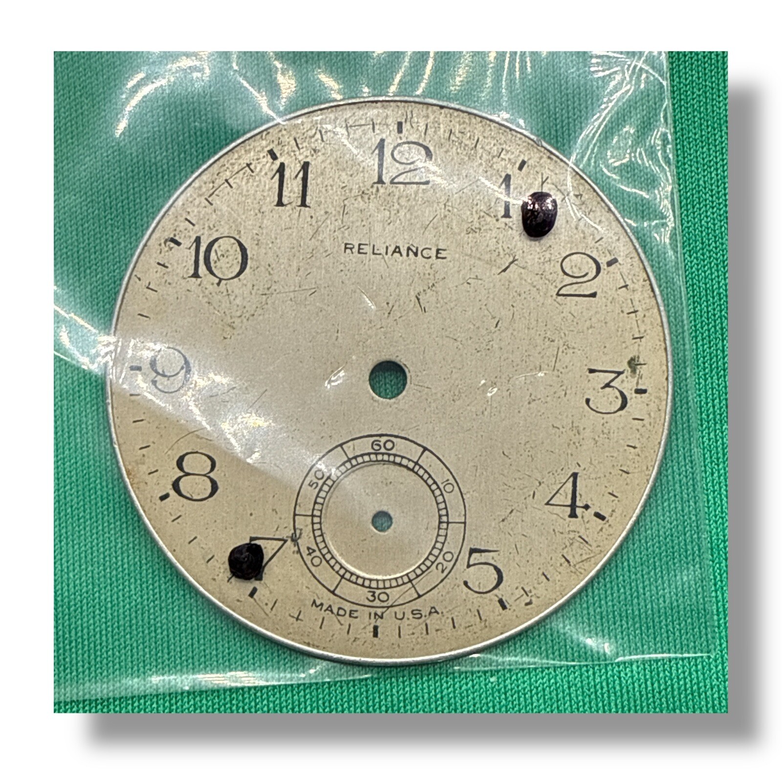 Ingersoll Reliance Pocket Watch Dial 16s 42.8 mm Arabic 9.8 2 Feet VTG I3 Read!