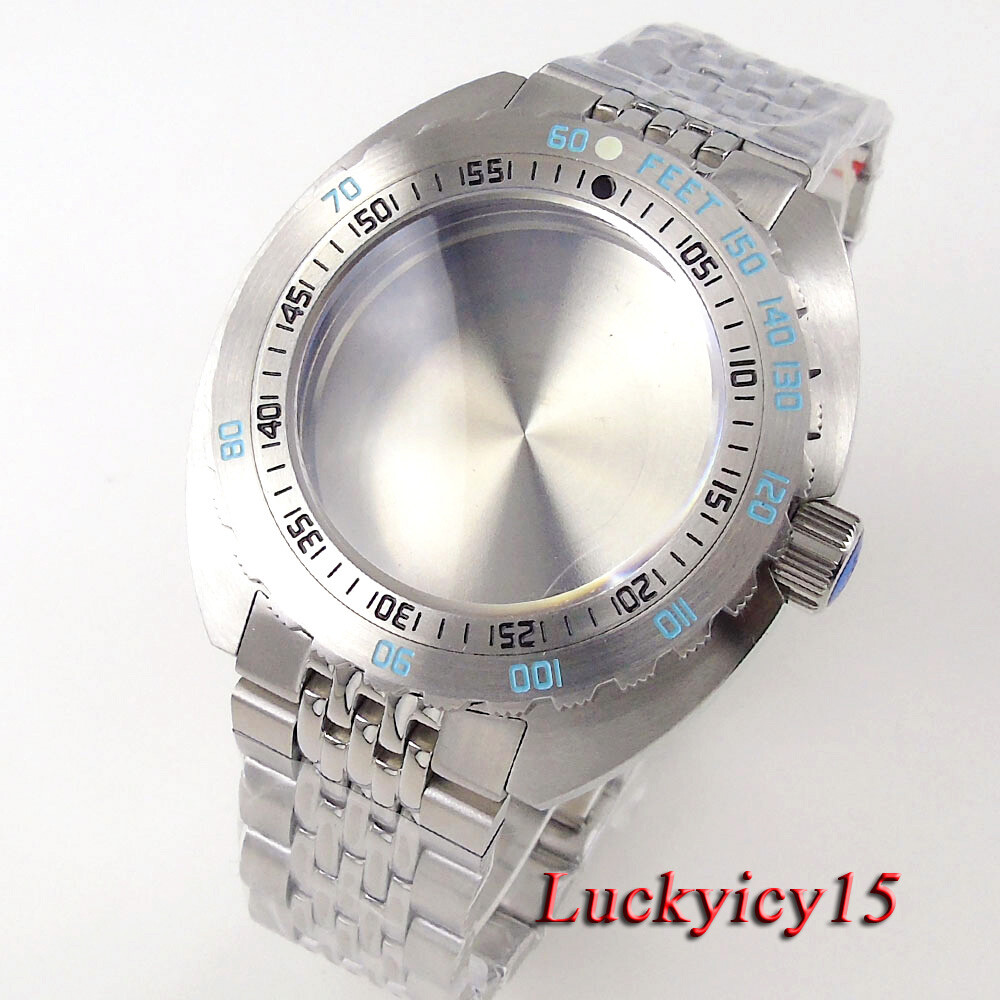 New 45mm 20ATM 316L Stainless Steel Black Silver Watch Case For Japan NH35A NH36