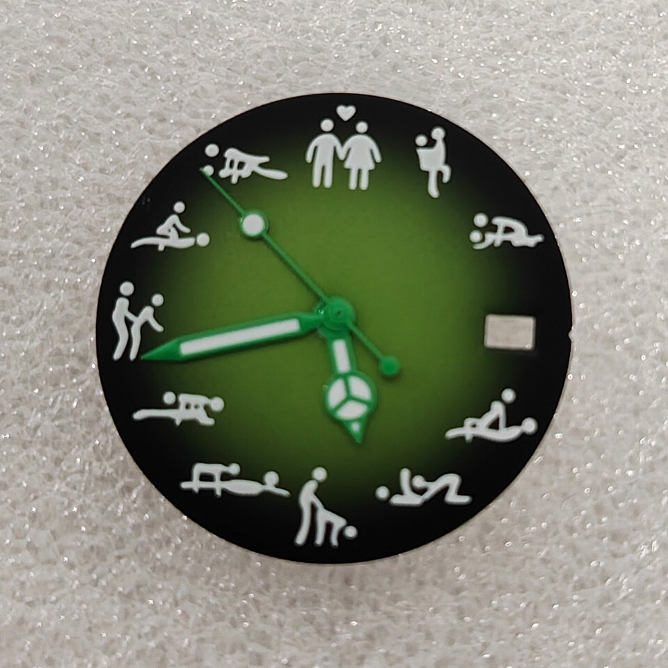 NH35 Dial 28.5mm Gradient Two-color Dial+Hand Green Luminou for NH35/36 Movement