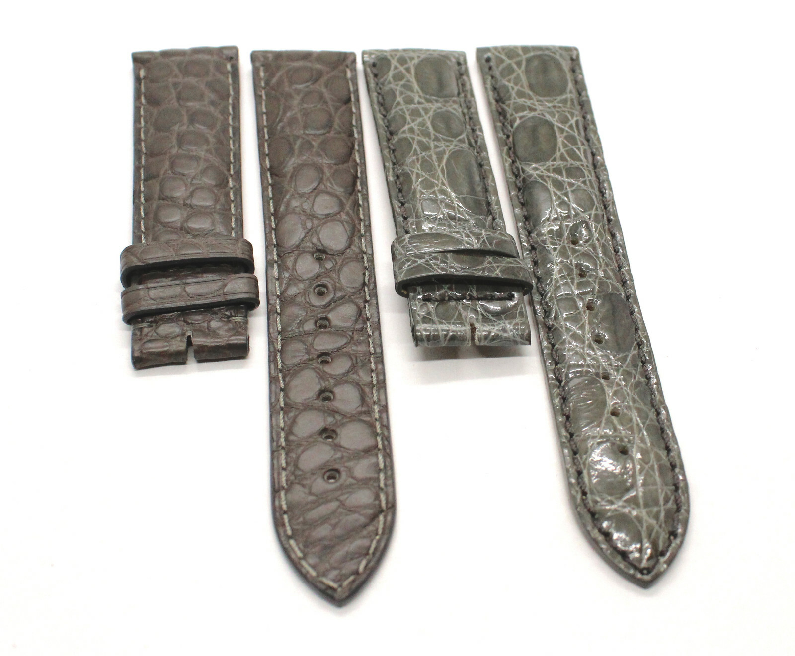 New Genuine Alligator Leather Band Silver and Gray Color 20 mm x 18 mm Strap