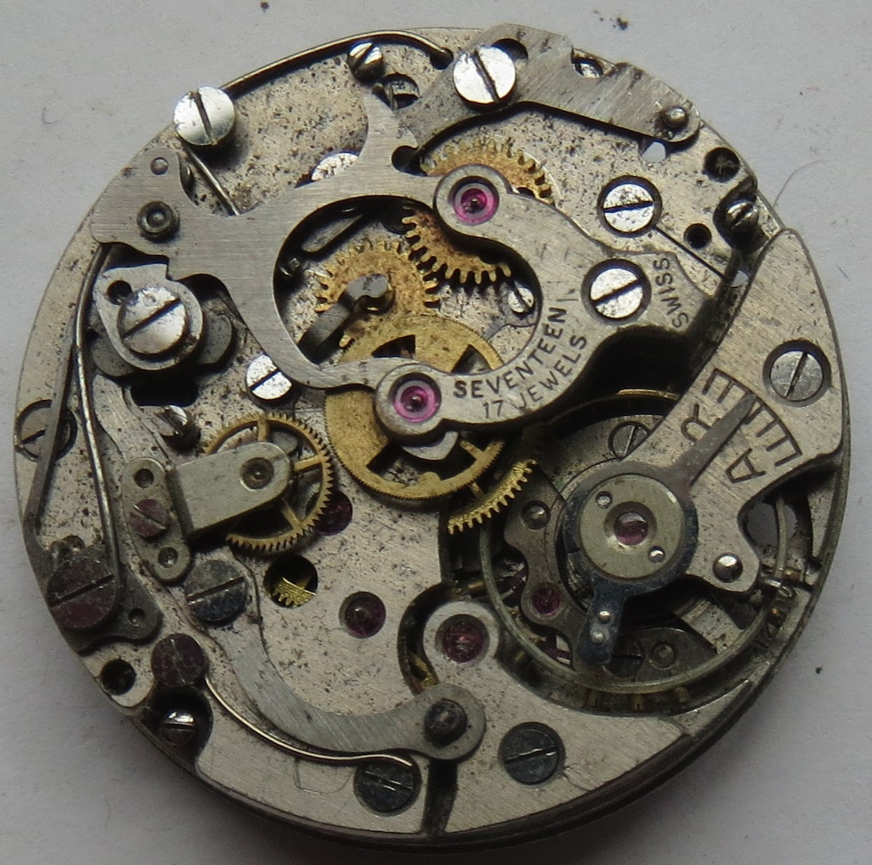 Lemania cal. 1270 chronograph mens wristwatch movement balance Ok.