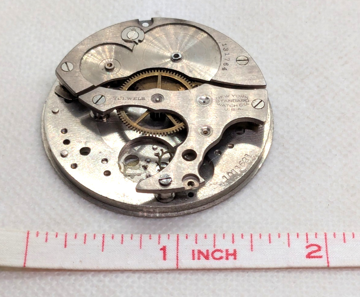 Pocket Watch Movement NY Standard Watch Co 1011621 43mm For Parts Crafts Jewelry