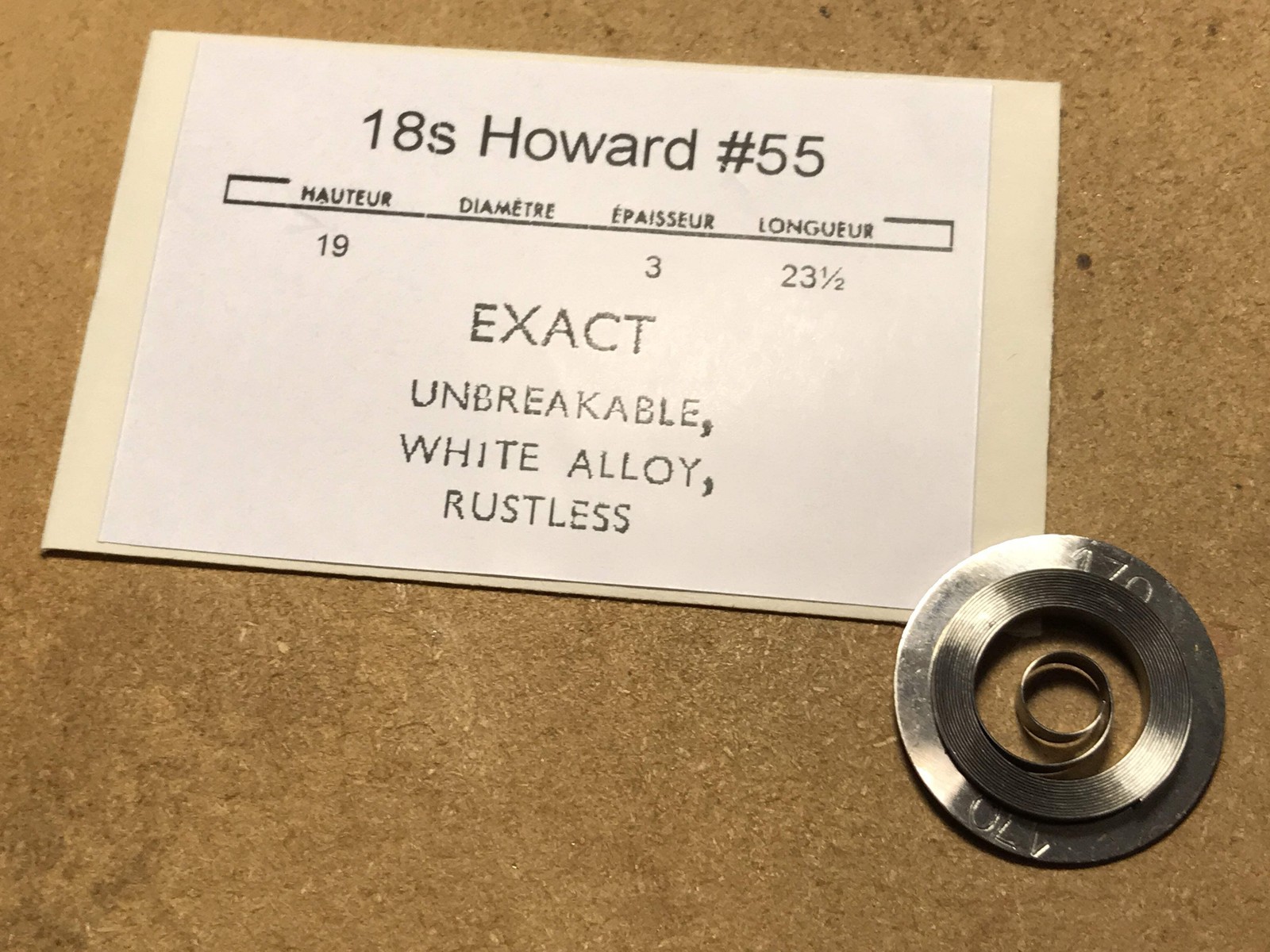 E. Howard 18s “N” Mainspring #55 (EXACT) – Alloy