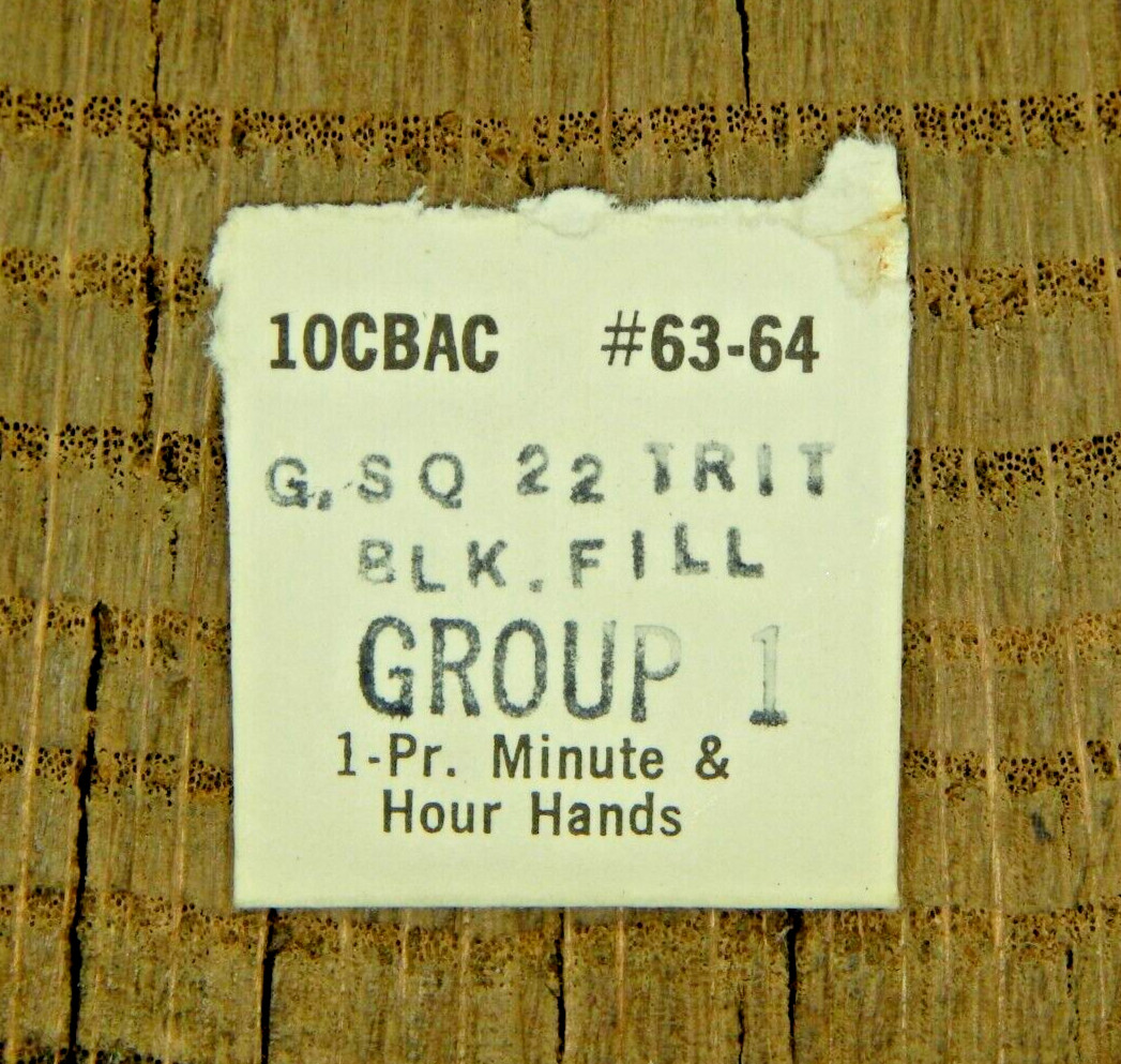Genuine Bulova 10CBAC G SQ 22 TRIT BLK FILL Set of Hands Watch Part 63/64 NOS