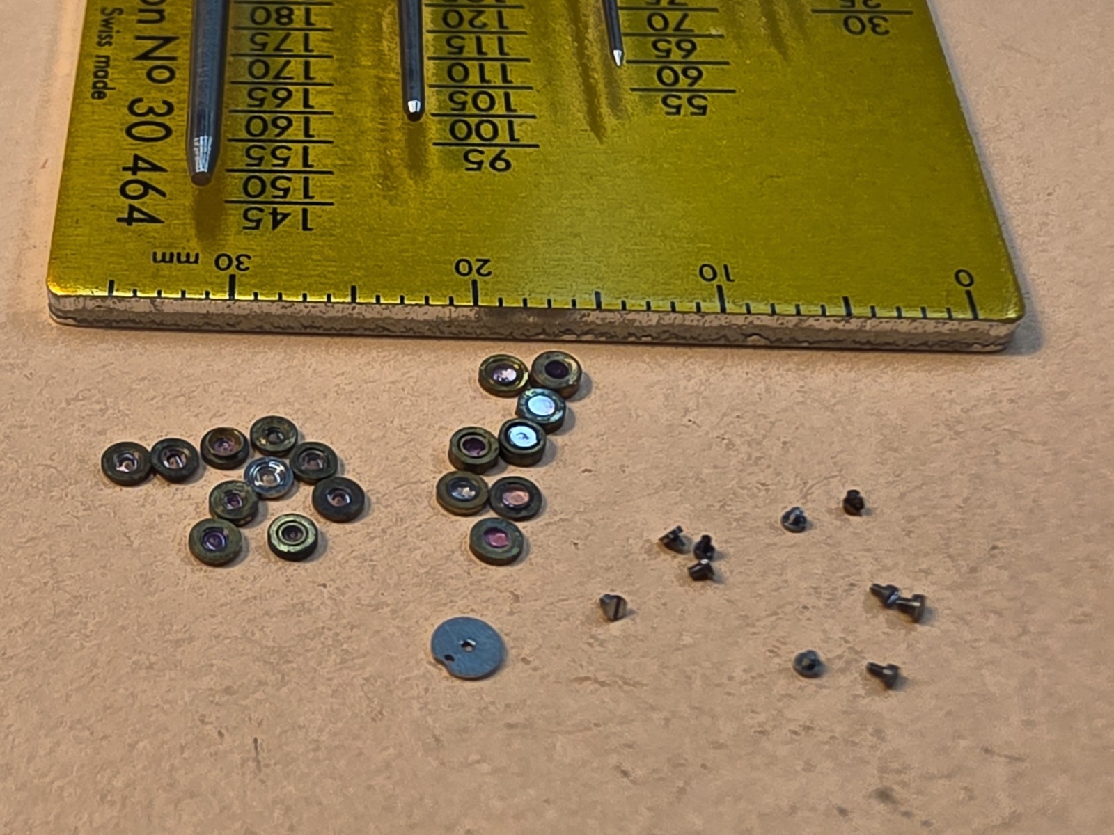 Lot Of NOS Elgin Mixed 0s-3/0, & 4/0 Pocket Watch Hole & Cap Jewels, Screws