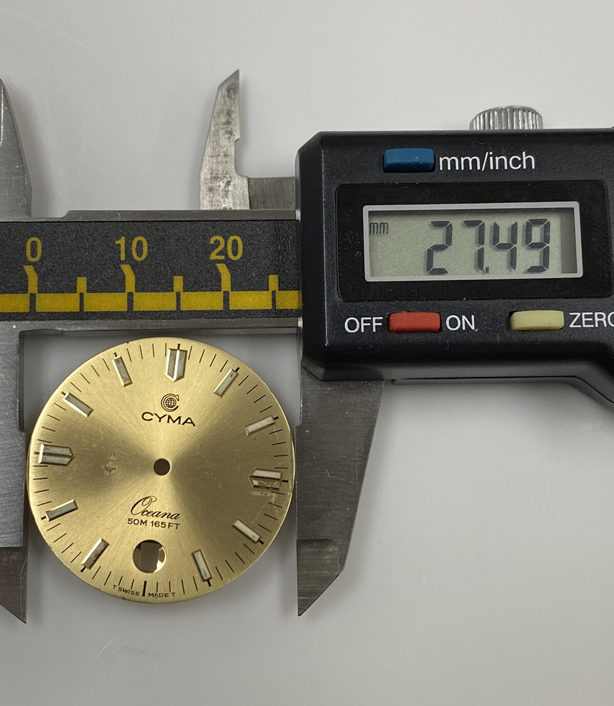 Original Cyma Mens Oceana Champagne Gold Luminous 27.5mm Watch Dial