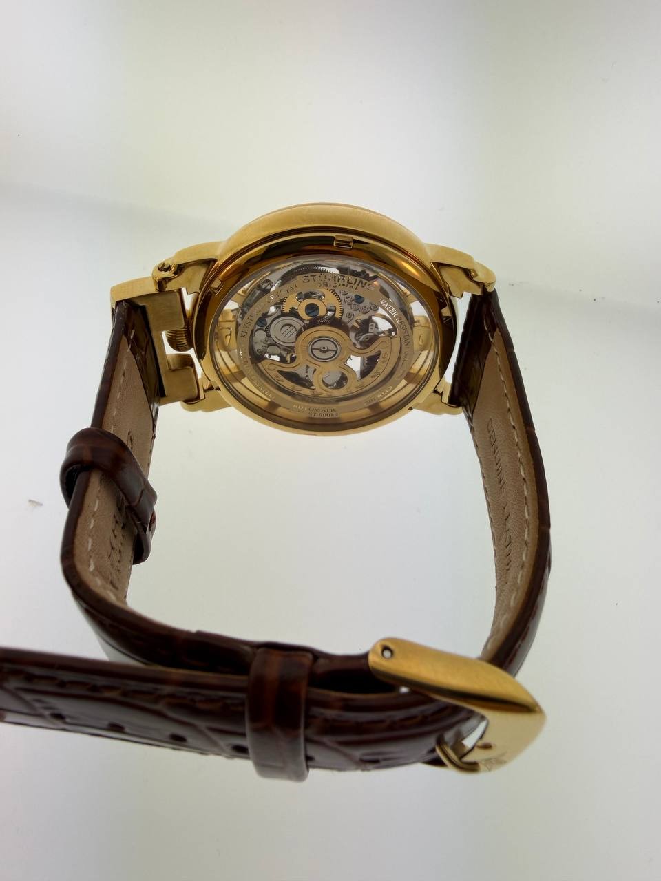 Stuhrling Original Skeleton Automatic Mens Watch ST-90089 Gold Tone