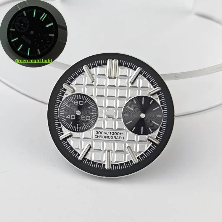 30mm Farmhouse Oak Watch Dial Green Luminous for VK64 Movement Parts Waterproof