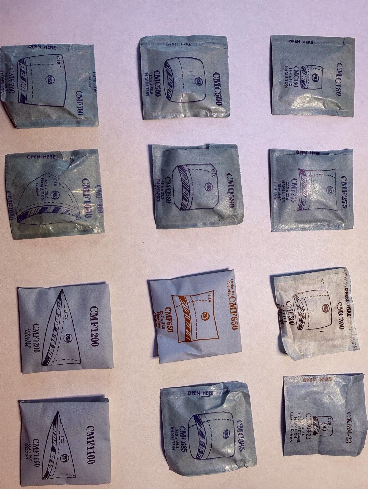 Vintage NOS Watch Crystal Lot GS Hamilton Mixed Sizes Repair Parts 12pc