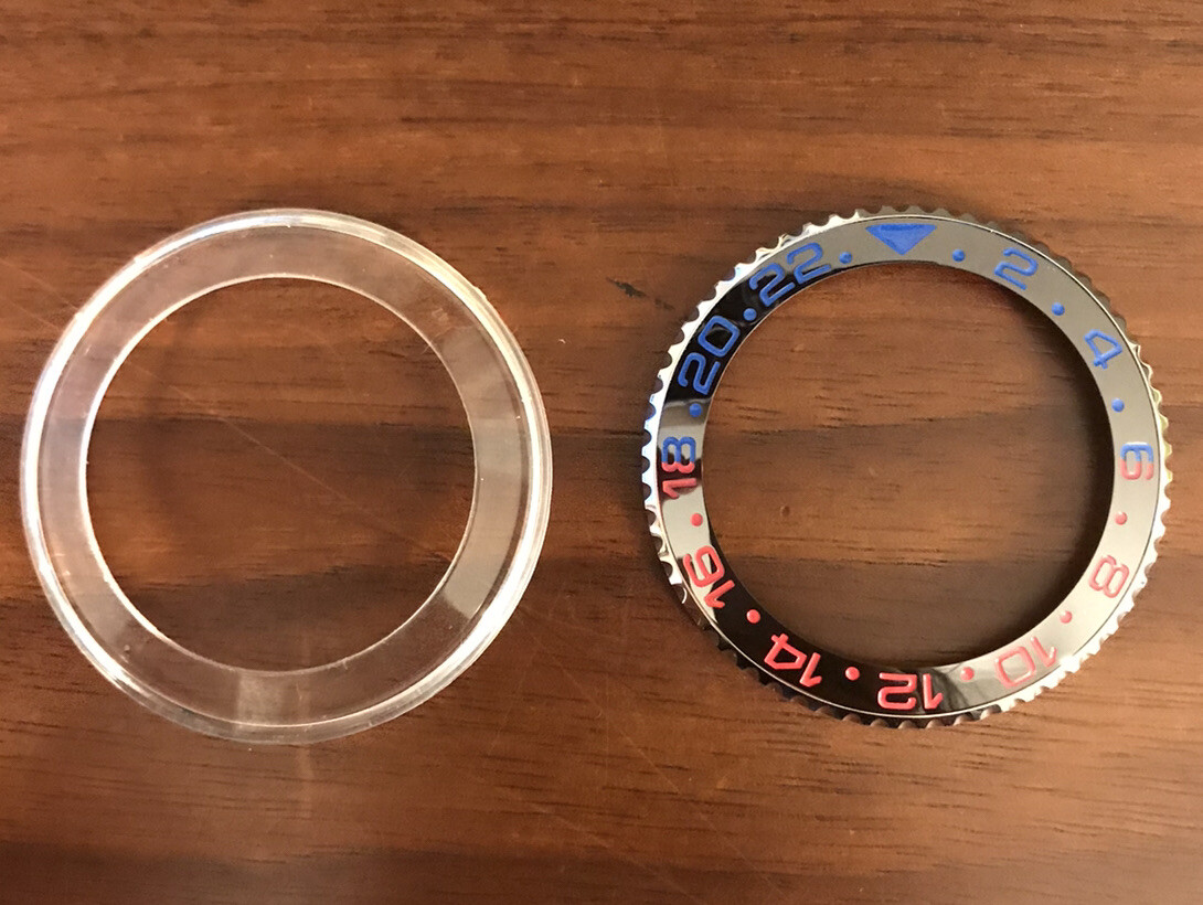 Customised ORIGINAL/FACTORY GMT Bezel and Bezel Insert Red and Blue