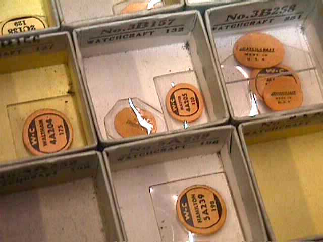 2 WATCH-CRAFT 1948 Boxes CRYSTALS Nos. 1 & 2 C.&E. MARSHALL CO. (boxes 6×2)