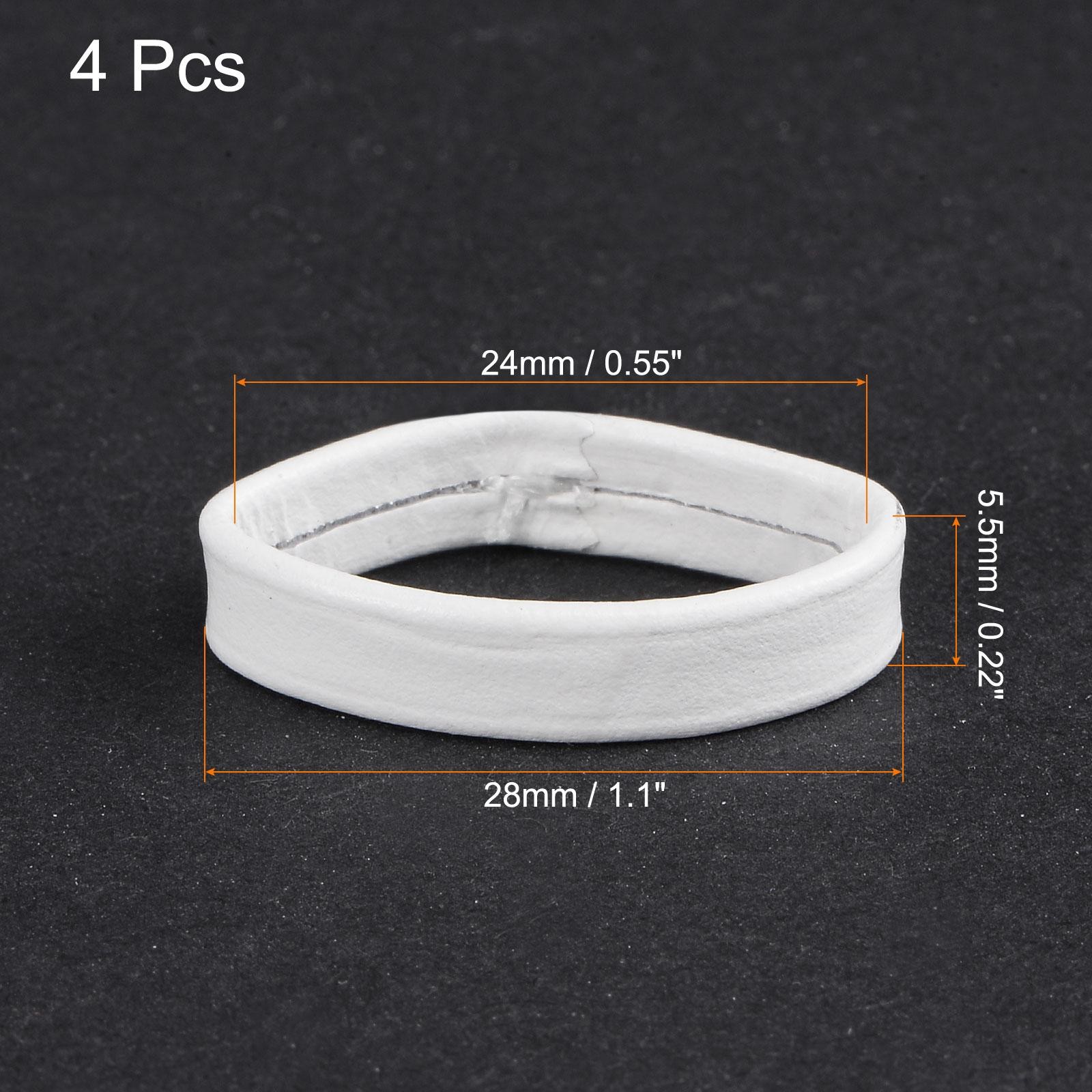 4 Pcs PU Leather Loops Retaining Ring for 24mm Width Watch Band, White