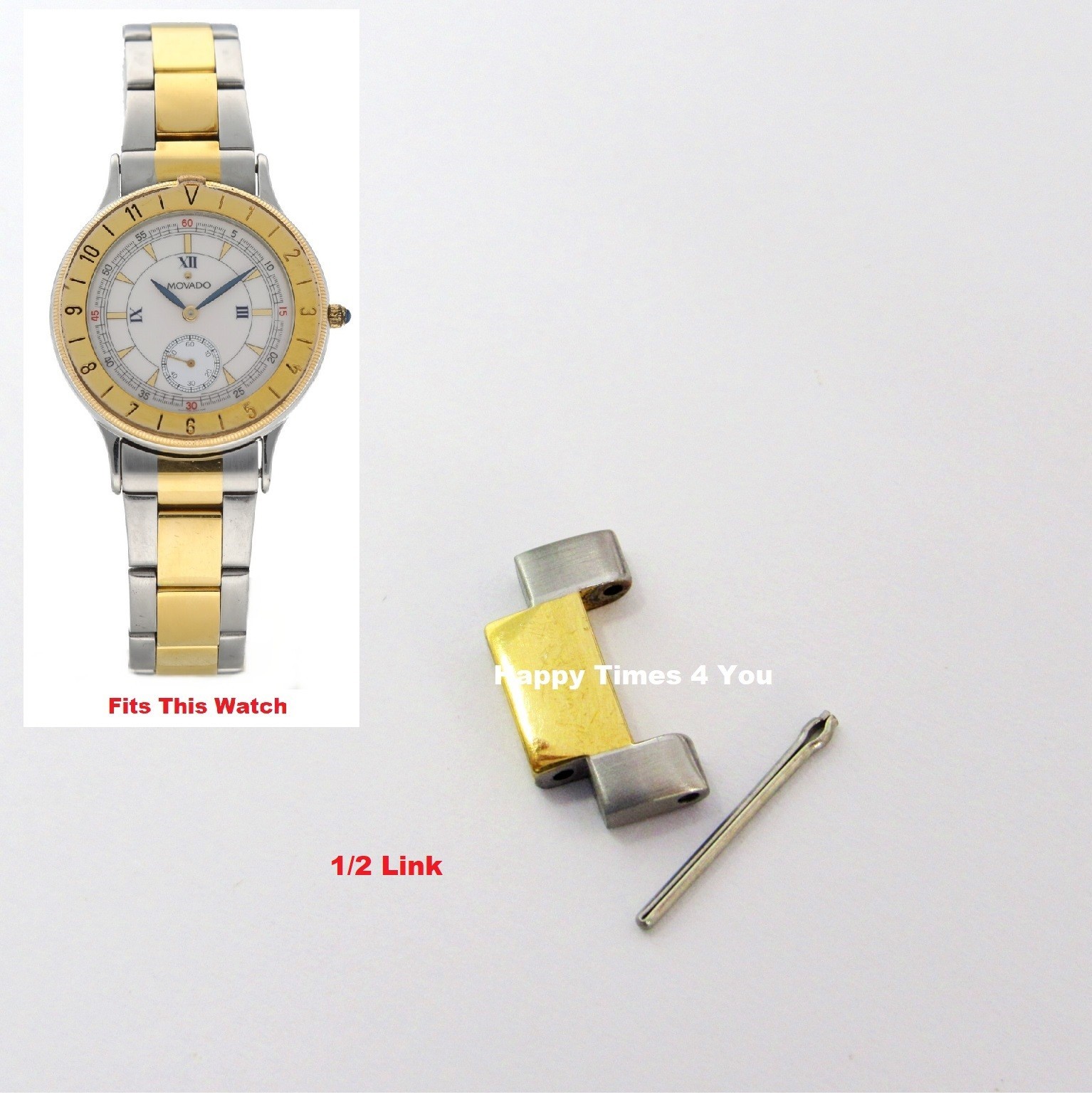 14mm Movado Two Tone Mens Watch 1/2 Sizing Link 81 09 861