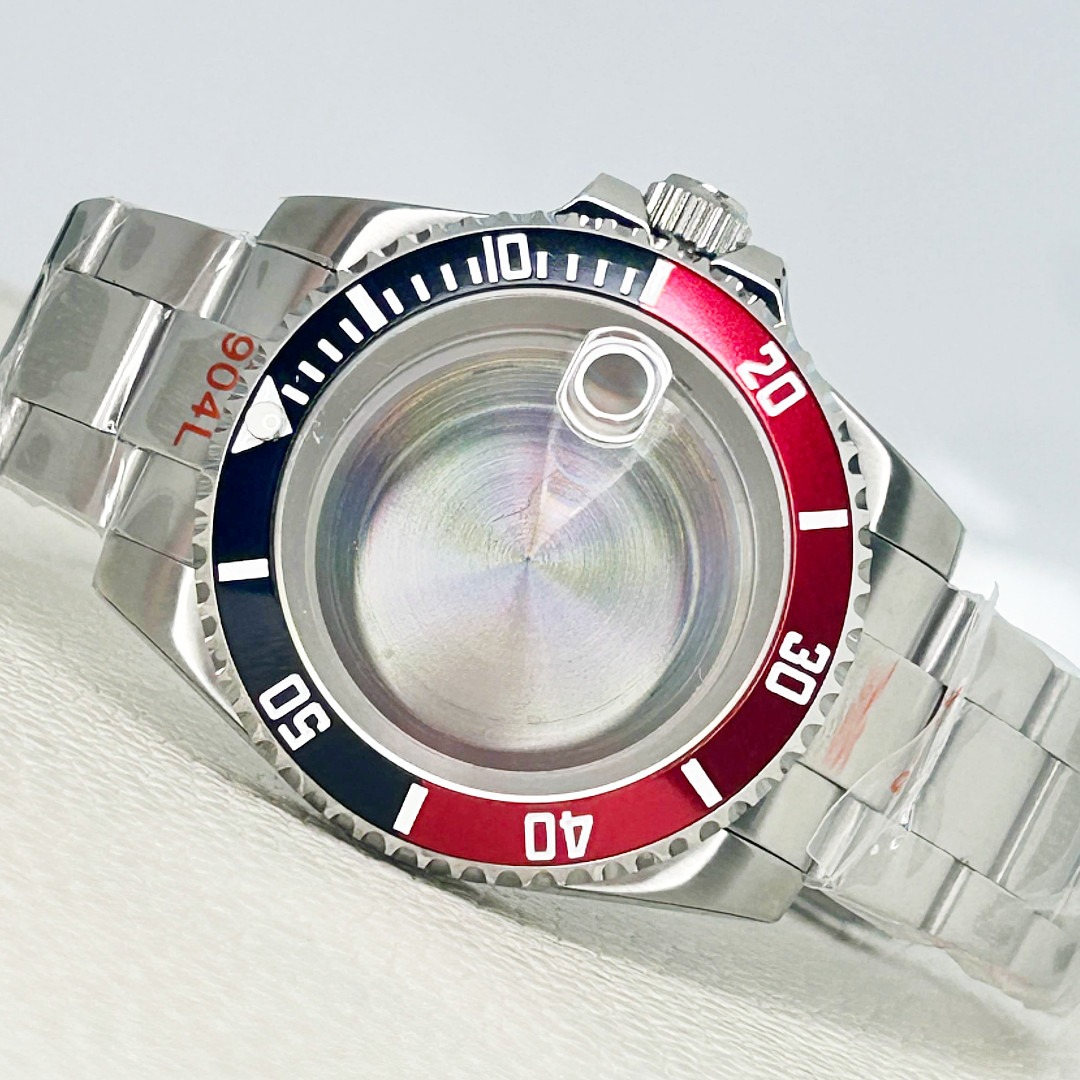 40mm New Water Resistant Red Watch Case Sapphire For nh34 nh35 nh36 38 Movement