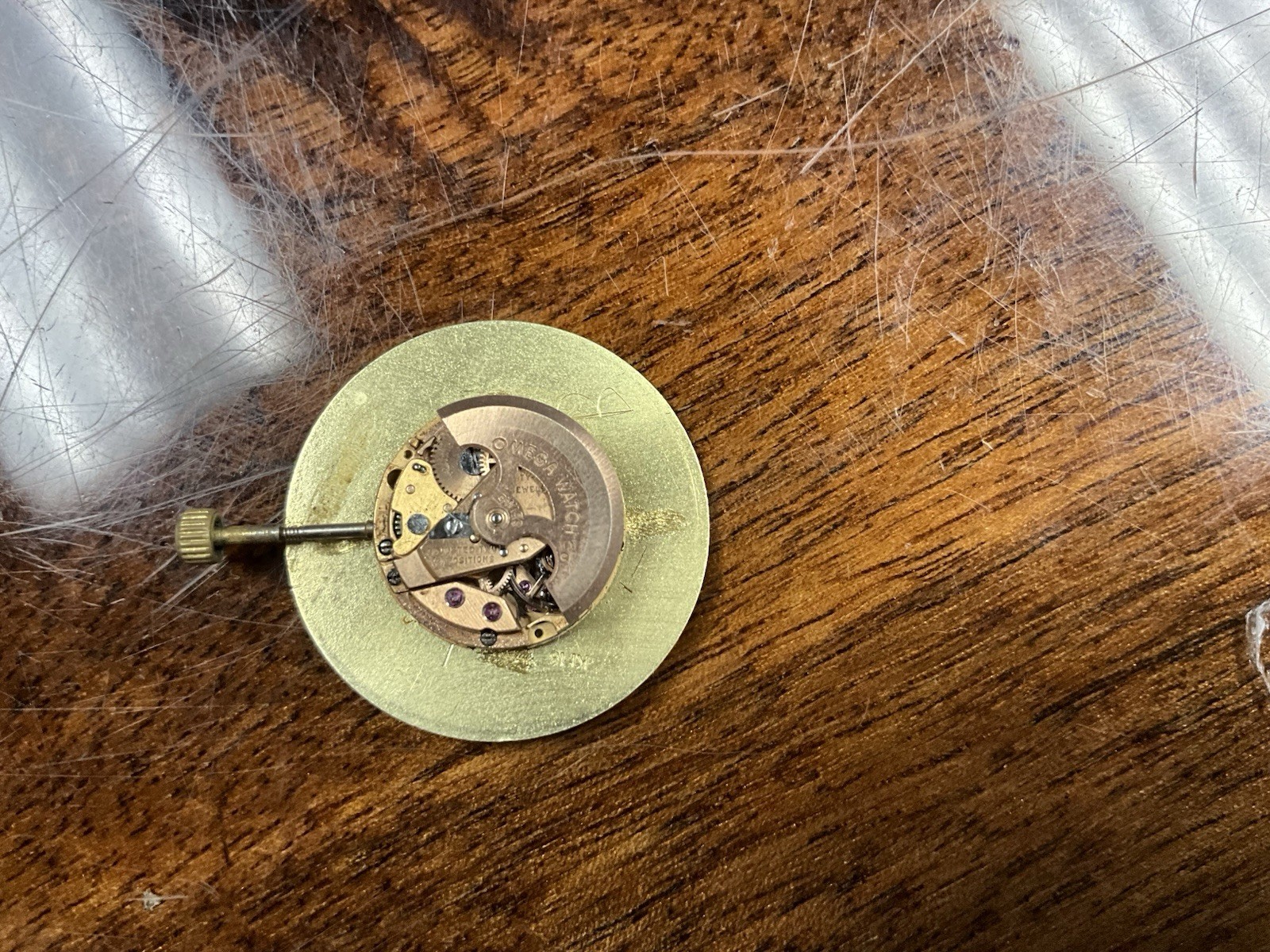 omega Bark/nugget Finish Watch Movement 14k Gold (JUST MOVEMENT!!!!)
