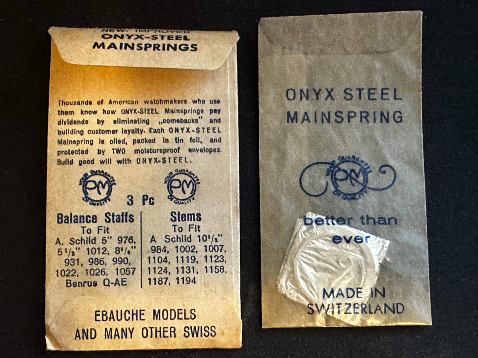 PM ONYX Steel Mainspring #55 for Benrus caliber S