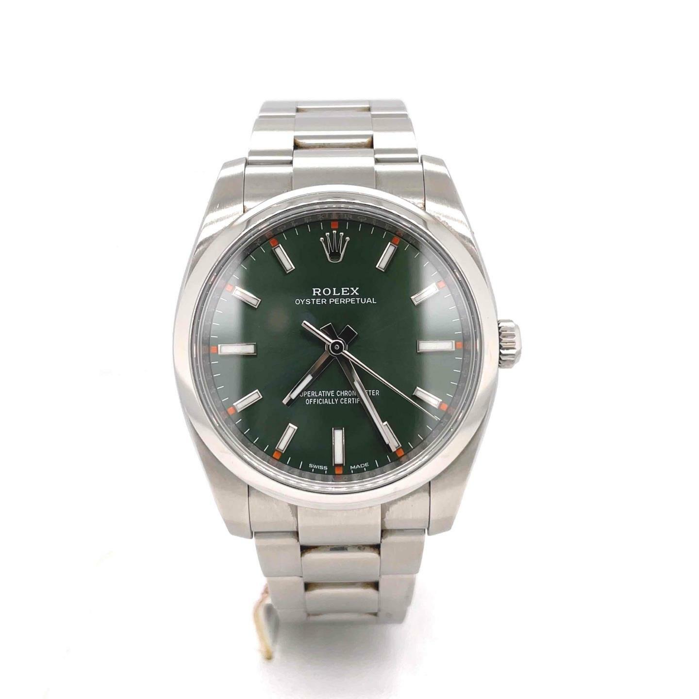 Rolex Oyster Perpetual 34 mm Green Olive Dial Automatic Unisex Watch 114200GNSO