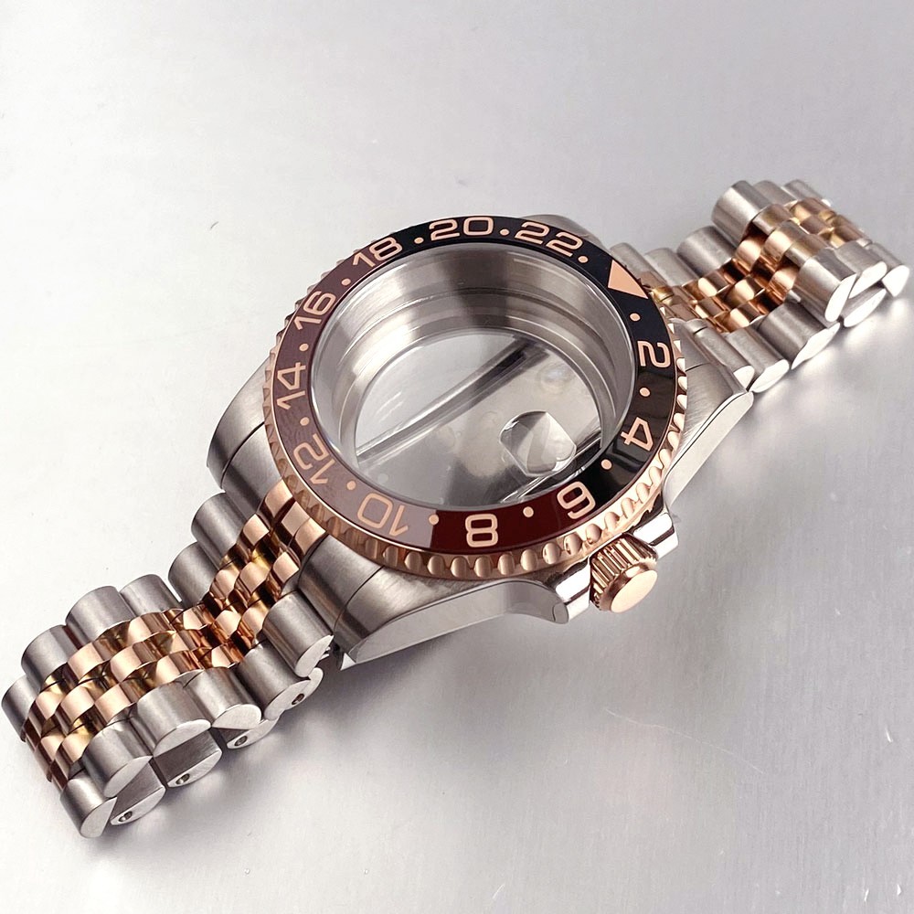 40mm Ceramic Bezel Watch Two Tone Dive Case Sapphire Fit NH35 NH36 ETA2824 8215