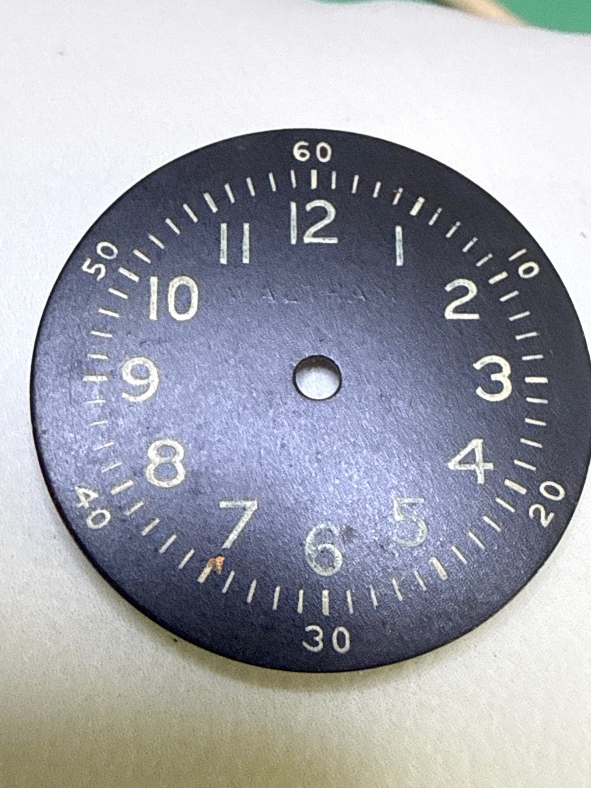 WWII Waltham A-11 Military Watch Dial 25mm 3-Feet for 6/0-B 18J Movement Signed