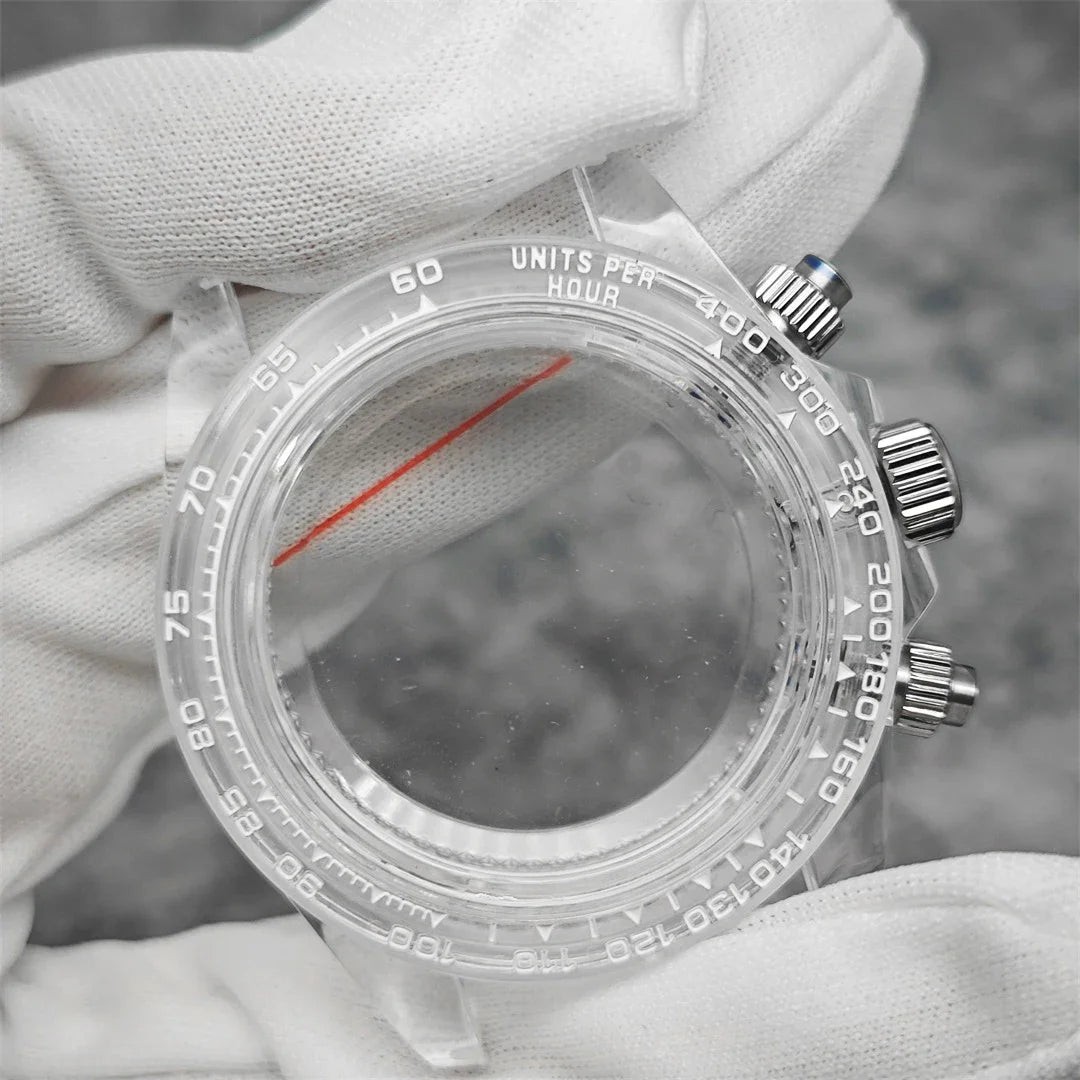 39mm Transparent Acrylic Watch Case 20mm Watch Bands Set 29.5mm Dial for VK63