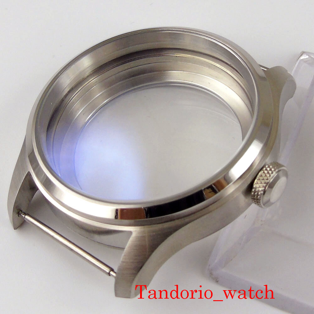 Fit 6497 6498 Hand Winding Stainless Steel 46mm Men’s Watch Case Mineral Glass