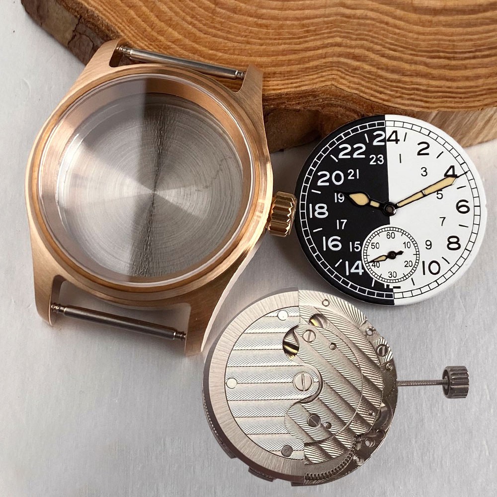 Black White Watch Dial Hand Set 36mm Bronze/Steel Watch Case For Sea-gull ST1701