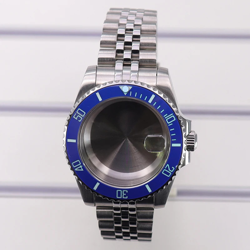 For Nh35 2824Movement 40mm Diver Watch Case Jubilee Strap Luminous Ceramic Bezel