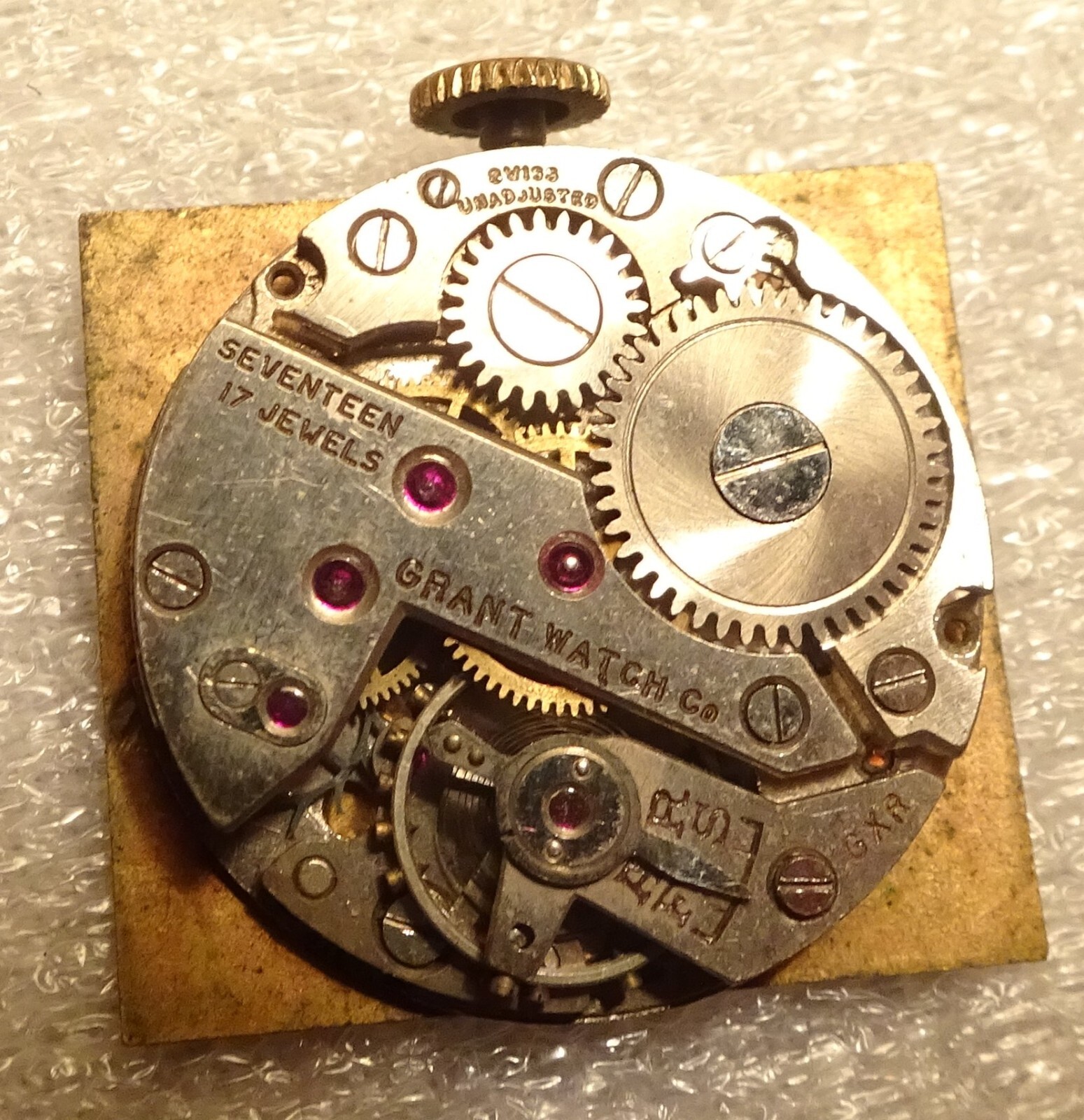 Grant Wristwatch Movement 17J Men’s Antique Parts or Repair