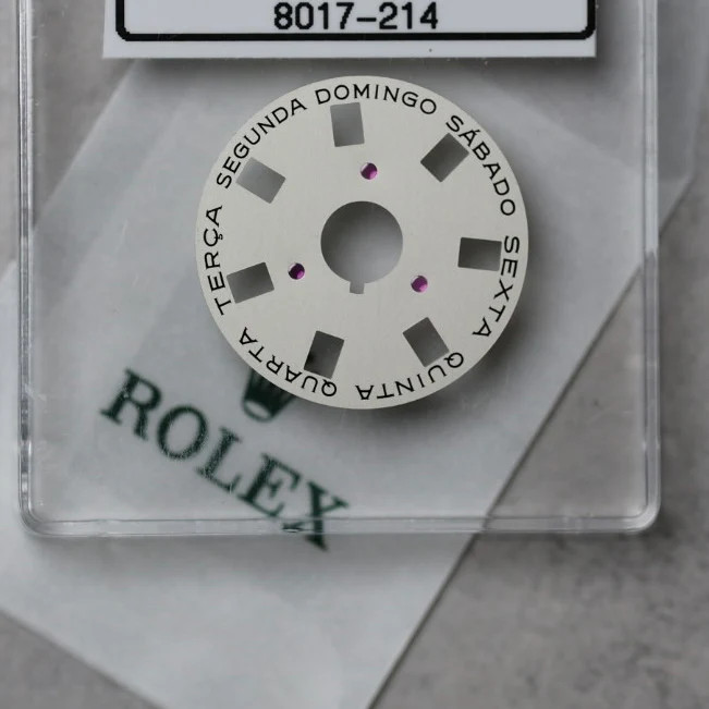 NEW Rolex 1555-8017-214 Day Indicator Disc Date DAY-DATE Portuguese Silver