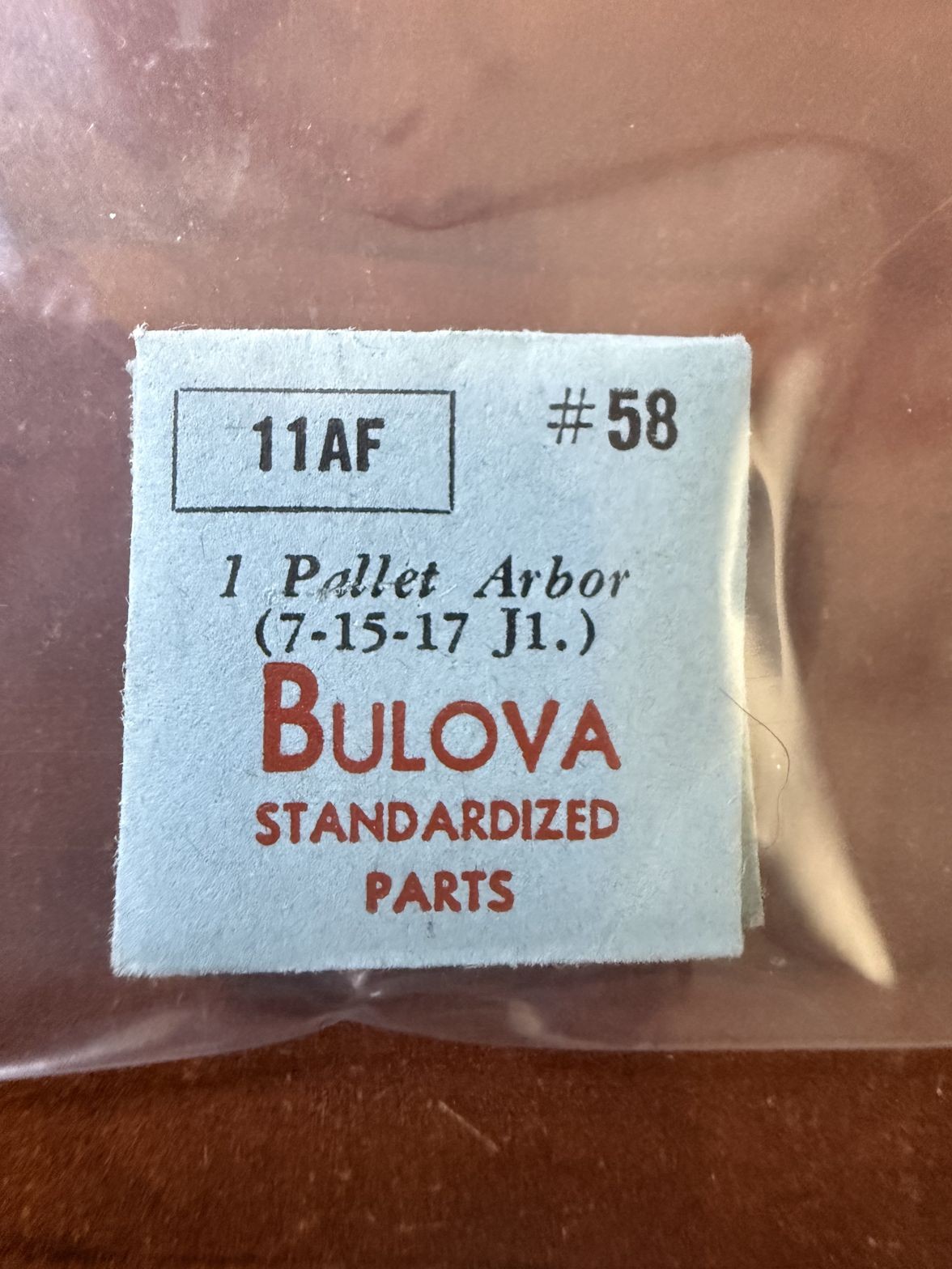 Bulova 11AF Pallet Arbor (7-15-17 J1.) #58 NOS Genuine Vintage Watch Part NEW
