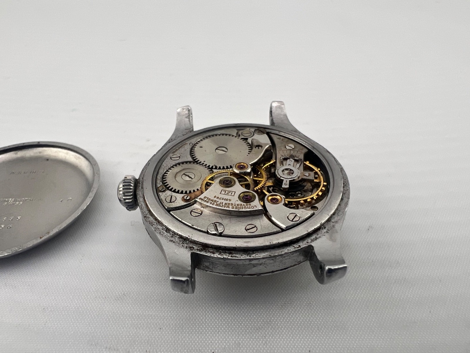 1942 LONGINES WW2 Era Watch, 12L Manual Movement, 2 Tone Dial, SS Case, Runs!