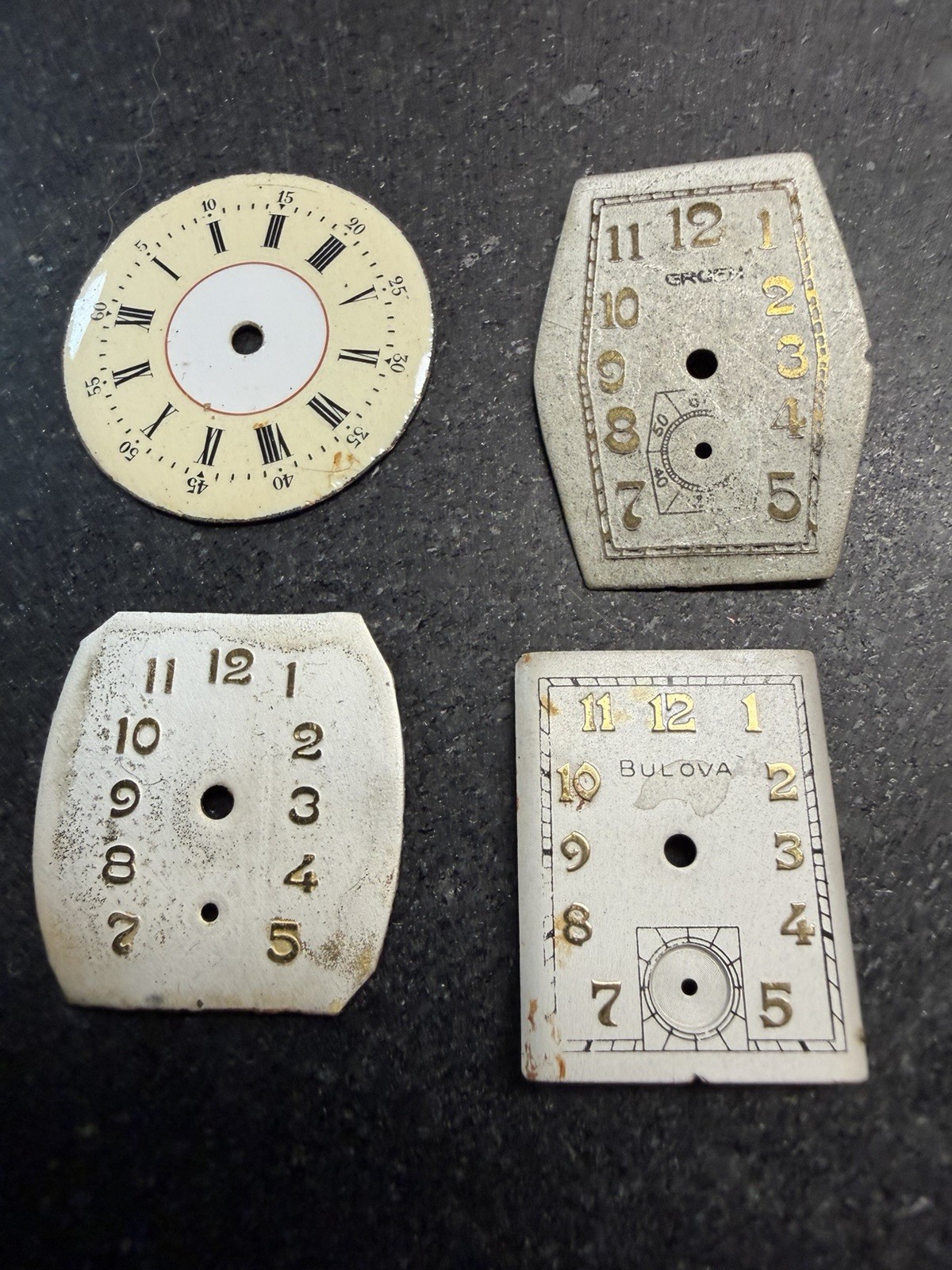 Watch Dial Lot 47 Pieces Bulova Elgin Waltham Gruen Art Deco Parts