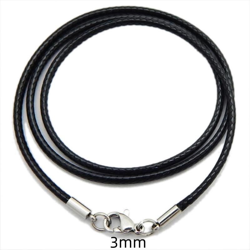 1/1.5/2/3mm Genuine Black Leather Necklace Cord for Diy Stainless Steel Neck Bra