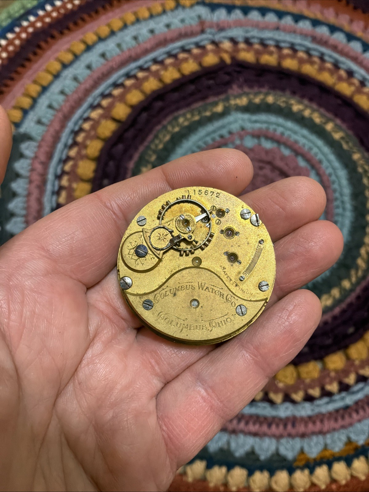 Antique Columbus Watch Co. 18s Pocket Watch Movement For Parts or Repair