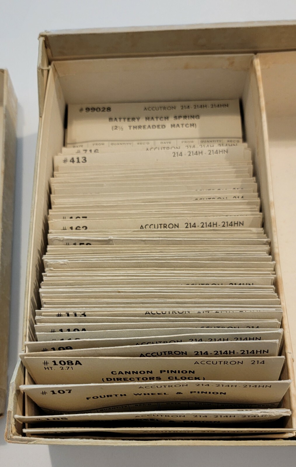 Bulova Accutron Caliber 214 Material System Watch Parts EMPTY BOX & Envelopes