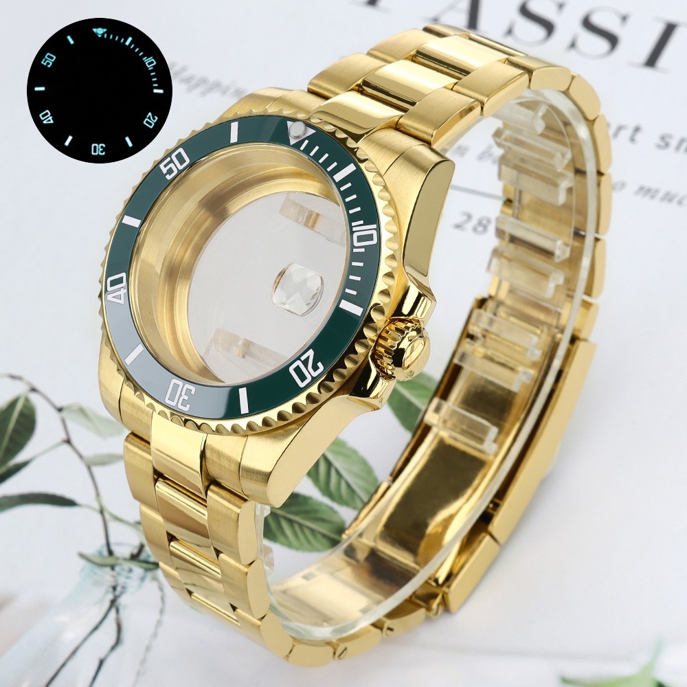 FEIYASHI 40mm Sapphire Luxury Gold Date Watch Case Bracelet For Seiko NH35 NH36