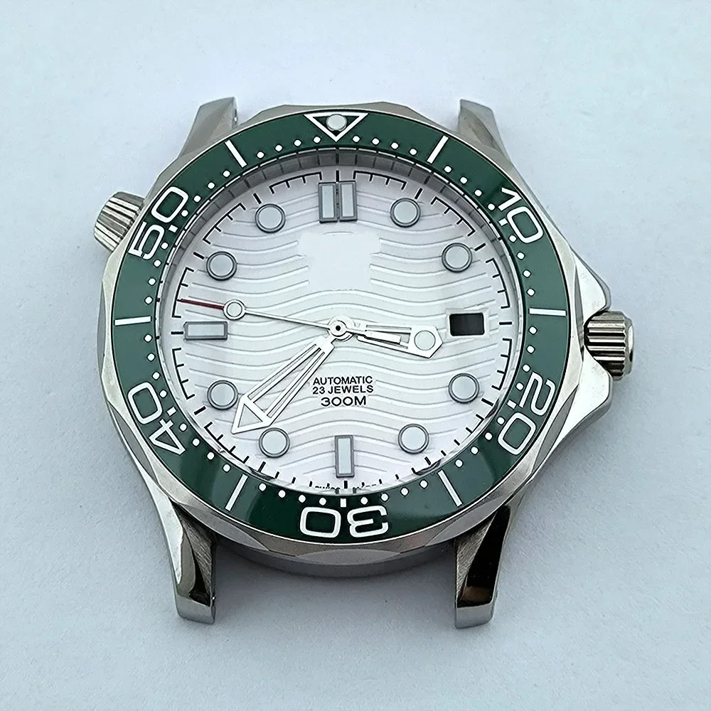 Stainless Steel Strap for Seamaster 300 NH35 Case Dial Hands 41mm Silver Mod Kit