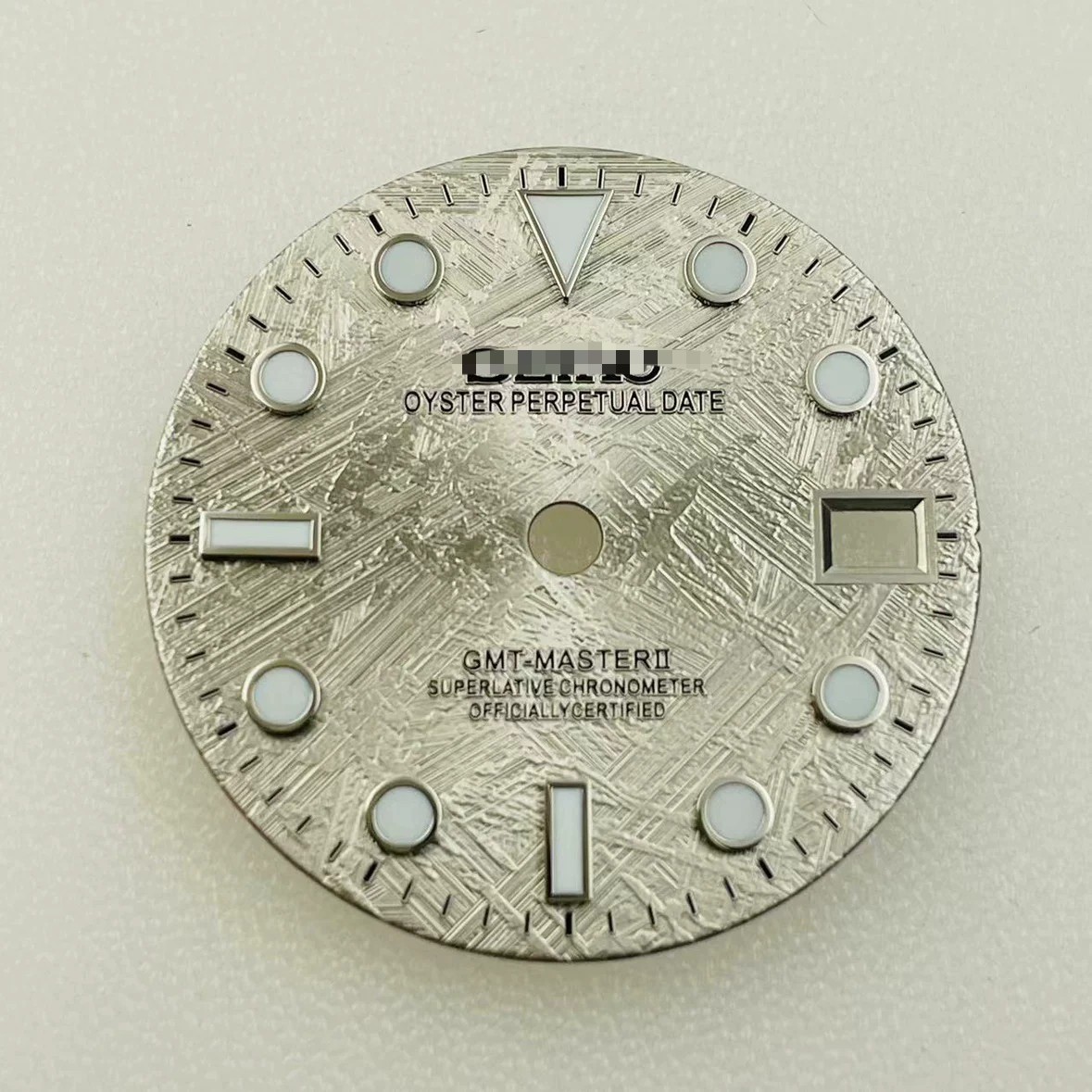 28.5mm GMT Meteorite pattern Watch Dial Blue Green Lume for Nh35 Nh36 Movement