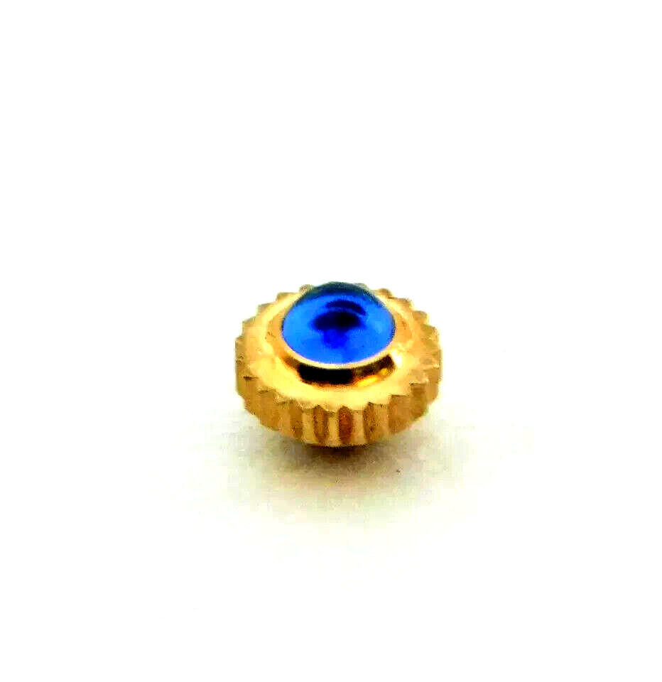 Watch Crown Blue Stone Gold Beveled Waterproof 3.50 x 2.00 Flush Tap 10
