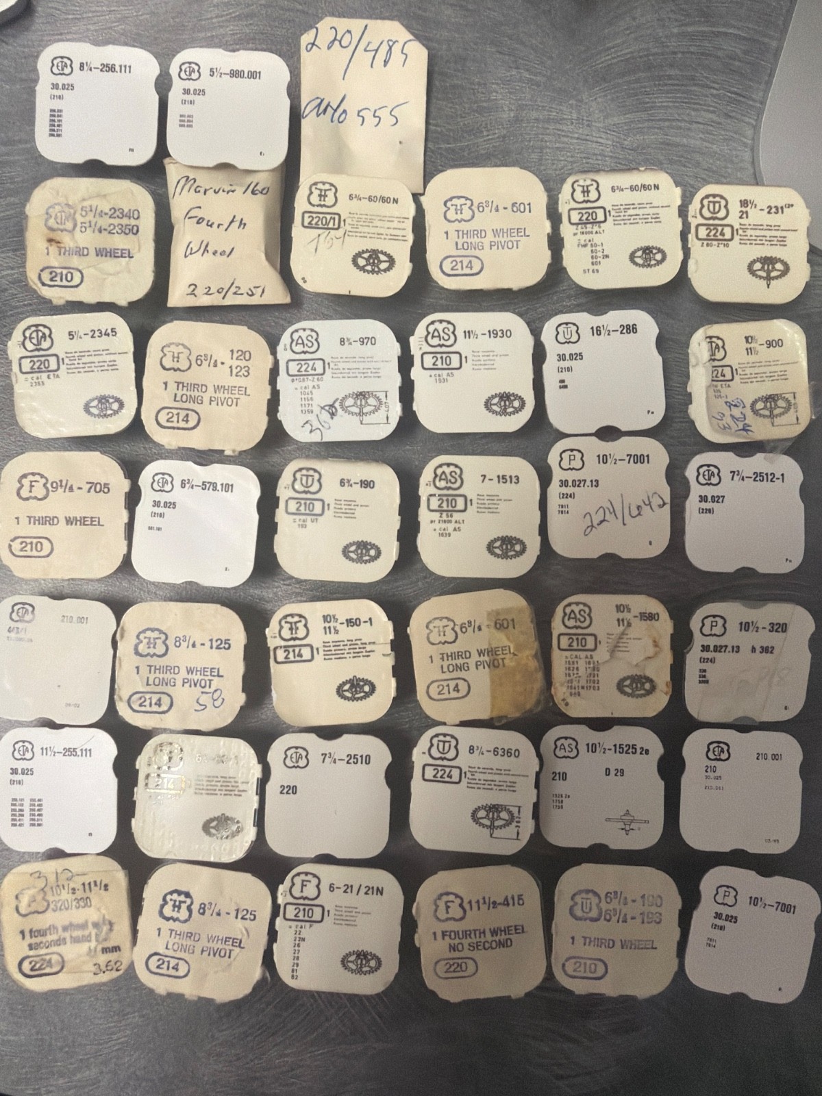 NOS – Watch Third & Fourth Wheels – Part#’s 210-214-220-224 – Various Calibers
