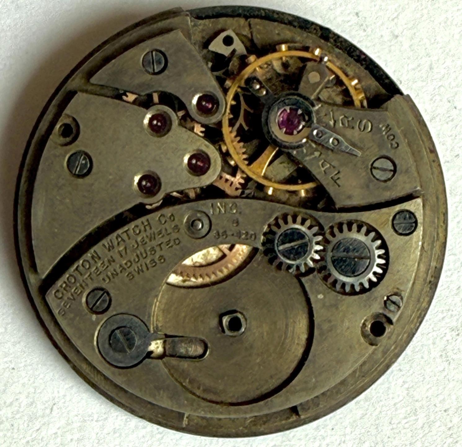 VINTAGE CROTON AQUAMEDICO 17J B86-420 cal. BUSER 130 WATCH MOVEMENT 4 PARTS