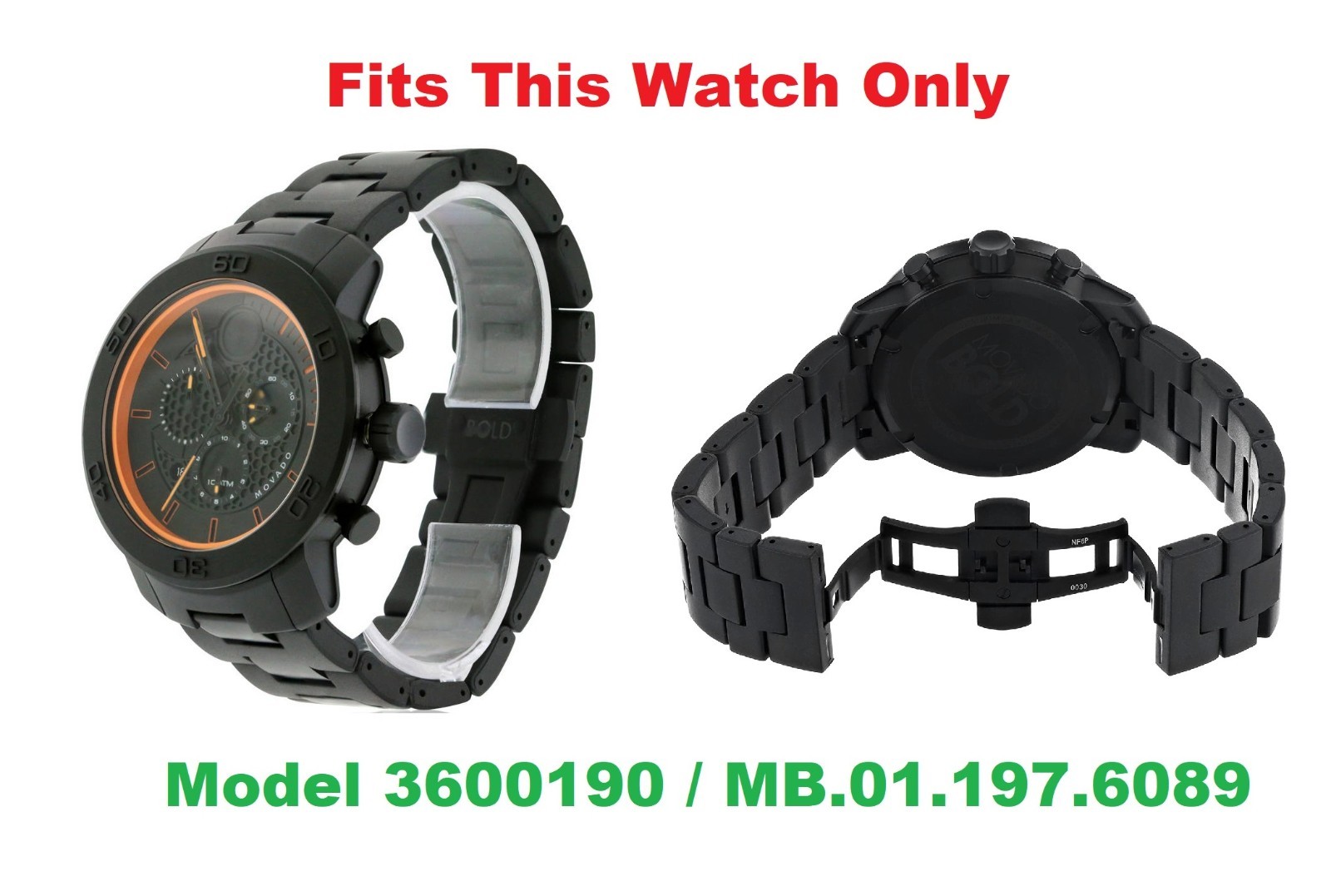 Movado Bold Black Titanium Mens Watch 3600190 Sizing Link