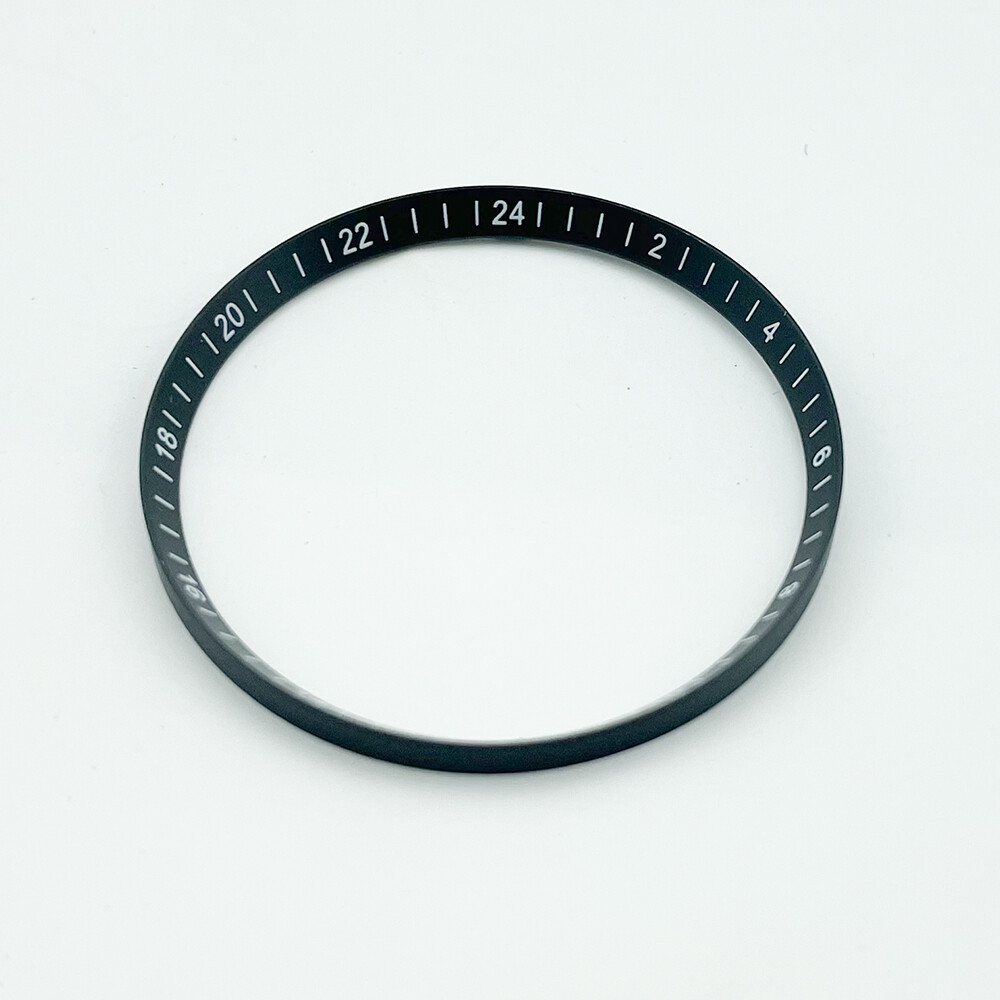 Silver Black GMT Chapter Ring with 24-Hour Index for NH34A, Fits SKX007