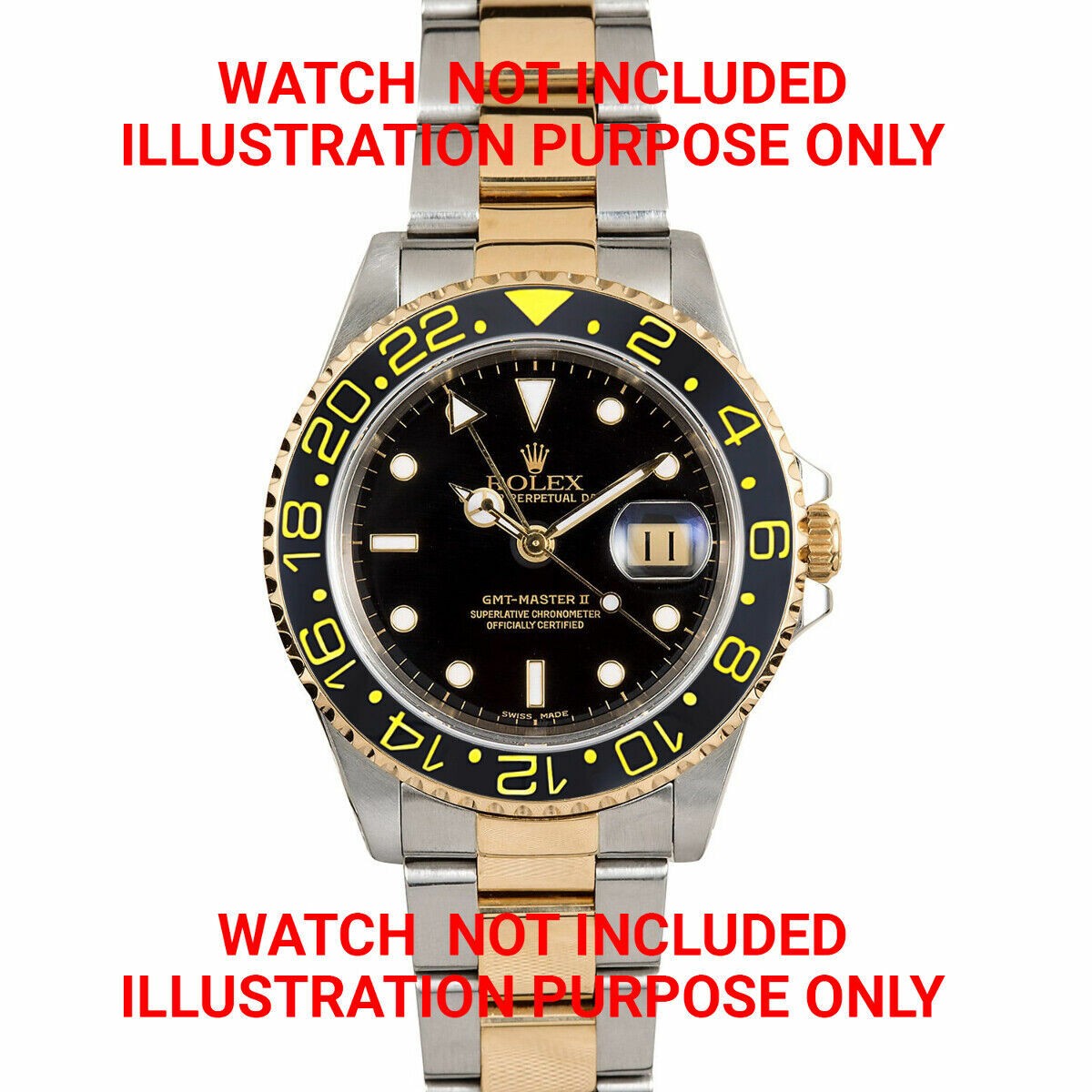 Black Ceramic Replacement Bezel Insert Gold Font 37.70mm x 30.70mm For Rolex GMT