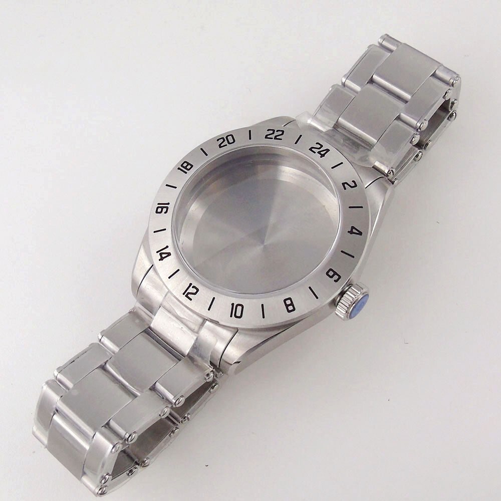 Domed Sapphire Glass For NH35A NH36A ETA2824 316L Steel 39mm Watch Case Brushed
